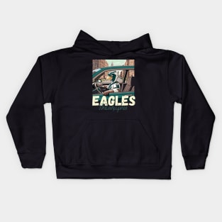 Philadelphia eagles football player graphic design cartoon style beautiful artwork Kids Hoodie